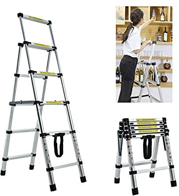 1.4M+1.7M Telescopic Ladder Heavy Duty Aluminum 4+5 Steps Ladder Extension Herringbone Ladder For Indoor Outdoor Use