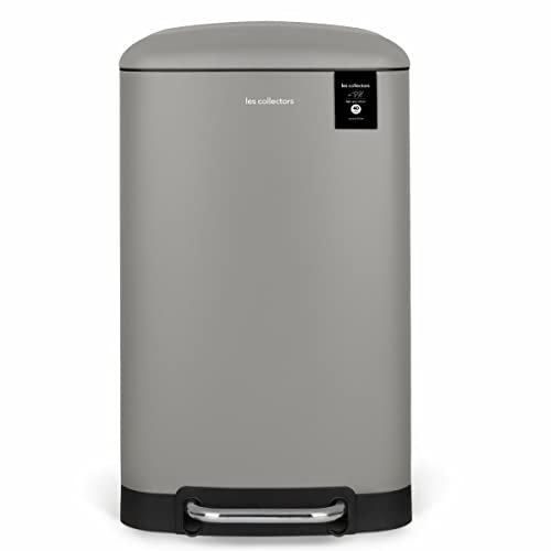 Les Collectors N°891 Papelera de Reciclaje Gran Capacidad 50L, Pedal de Acero Inoxidable, Práctico, Cubo Interior Extraíble, Diseño Elegante, Mate, Cierre de Tapa Silencioso