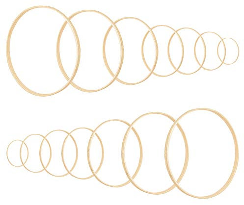 Anruyi 14 Stück Traumfänger Ringe Bambus Floral Hoop Set Holz Stickrahmen Ringe Hoops Basteln Mobile Ring Makramee Craft Hoop Ringe für DIY Hochzeit Kranz Deko Traumfänger und Handwerk (7 Größe)