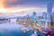 Poster-Bild 60 x 40 cm: Schöne Aussicht auf die Skyline der Innenstadt von Vancouver, British Columbia, Kanada bei Sonnenuntergang(131588421)