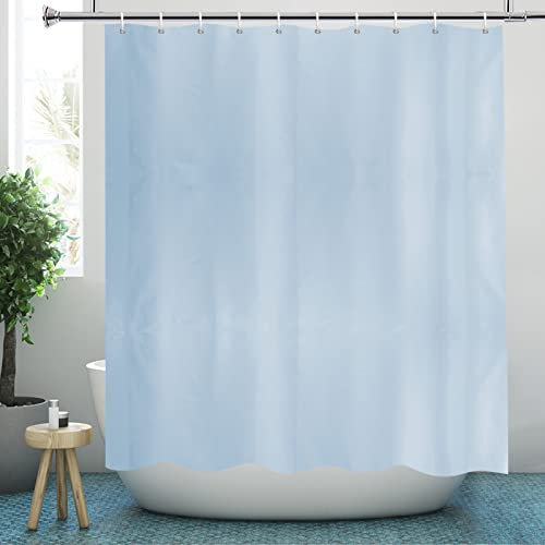 YISURE Tenda da doccia, in tessuto di poliestere, resistente alla muffa, lavabile in lavatrice, con 12 occhielli in metallo, 180 x 200 cm (l x H), blu chiaro