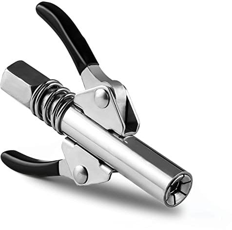 Teklemon G Grasso Pistola Accoppiatore, Autobloccante Ingrassatore Testina, Accoppiatore di Pistola per Grasso ad Alta Pressione con Doppia Maniglia, Compatibile per Tutti Pressa per Grasso da 1/8''
