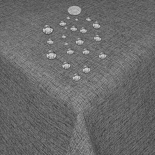 Tischdecke Stoff Damast Leinen-Optik Jacquard mit Fleckschutz eckig 130x280 cm Dunkel-Grau