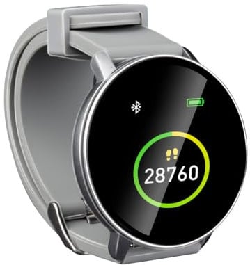 Umbro Fitness Tracker Bluetooth – Smart Watch mit Sportfunktionen – Fitnessuhr HR und Körpertemperatursensor – Schrittzähler 1,3 Zoll Touchscreen – Sportuhr IP68 wasserdicht – Grau