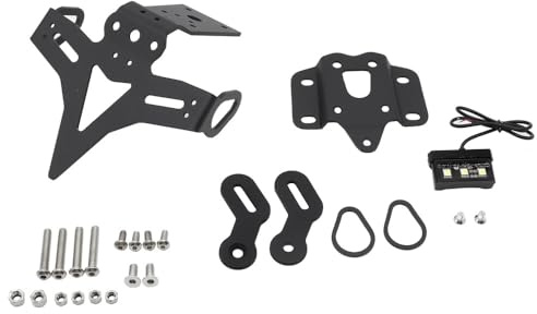 Shkalacar Motorrad Kennzeichenhalter Kompatibel mit MT-07 MT07 FZ-07, Verstellbarer Kennzeichenhalterung Kotflügel Eliminator Set(mit LED Licht)