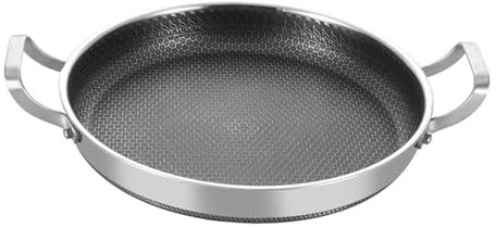 Milageto Wok Wok a Nido d'Ape in Padella, Diametro 30 cm, pentole da Cucina, padelle a Nido d'Ape in Acciaio Inox per Piano Cottura a induzione