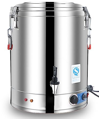 wanghaiyanBD Stainless Steel Commercial Large Capacity Catering Urn, 30L/40L/50L/60L Hot Water Boiler Dispenser, 30-110°C Temperature Control for Cafe, Office, Home,40L