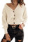 Saodimallsu Cardigan Damen Langarm Strickjacke V-Ausschnitt Kurz Strick Knopfleiste Open Front Sweater Herbst Winter Casual Elegant Strickcardigan mit Knopf Beige M