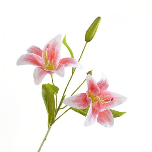 Künstliche Lilie mit zwei Köpfen, verschönert die Atmosphäre jedes Raumes, lila (rosa)
