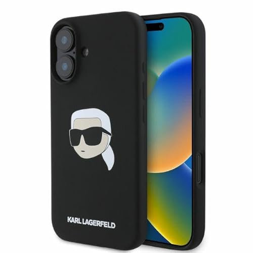 CG Mobile Karl Lagerfeld KLHMP16SSKHPPLK Hülle für iPhone 16 6.1 Schwarz hardcase Silicone Karl Head Print