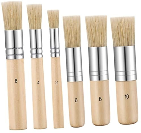 STOBOK 6pcs Bristle Brush Daily Artist Brush Practicing Artist Brush Multi-function Artist Brush Convenient Painting Brush Hair Stencils Practicing Paint Brush Portable Paint Brush Wood