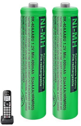 BK-40AAABU Ni-MH Piles Rechargeables AAA 400mah 1,2v pour Téléphone Gigaset, Pile AAA 400mah Batterie téléphone pour Panasonic, Lot de 2