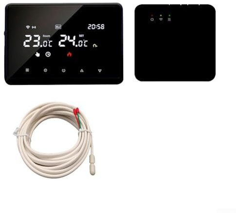 Thermostat intelligent avec récepteur RF, contrôle vocal et application, programmable hebdomadaire pour chaudière à gaz ou eau chaude dans les maisons et les bureaux (blanc)