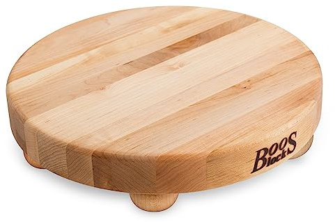 John Boos Block B12R Round Maple Wood Edge Grain Cutting Board with Feet, 12 Inches Round, 1.5 Inches Thick