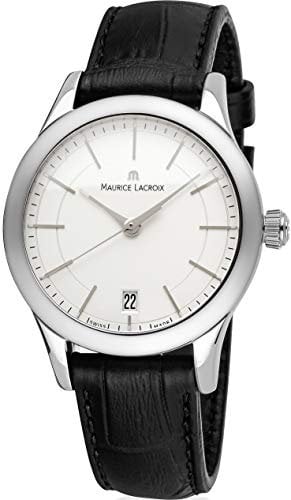 MAURICE LACROIX Les Classiques Date Damen-Armbanduhr Analog Quarz mit schwarzem Lederarmband LC1026-SS001-130-1