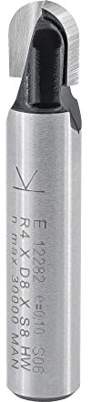 ENT 12282 Hohlkehlfräser HW, Schaft (S) 8 mm, Radius (R) 4 mm, (D) 8 mm, NL 8 mm, SL 32 mm