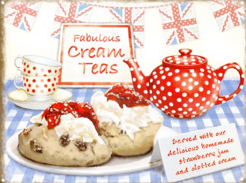Food and Drink Tin Sign featuring A Very British Cream Tea for Two 40x30cm