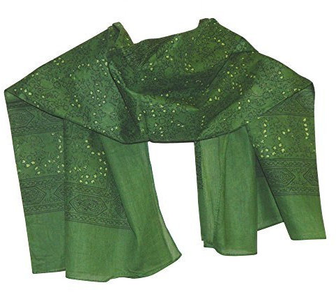 indischerbasar.de Halstuch Paisley Blumen grün Baumwolle 100 x 100 cm bedruckt Bandana Kopftuch Schultertuch