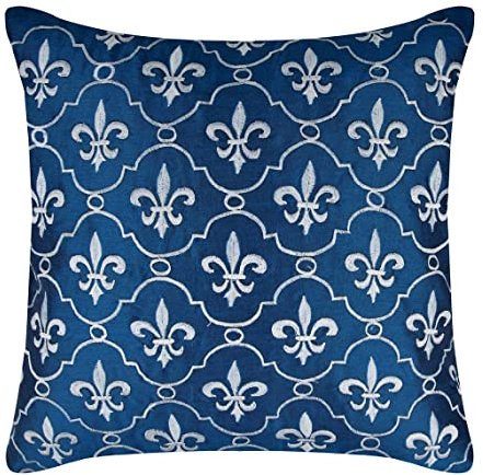 The HomeCentric Konigsblau Kissenbezuge, Barock Kissen Decken, 35x35 cm Kissenbezug, Platz Seide Kissenbezuge, Geometrisch - French Vanilla
