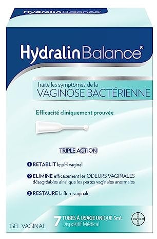 HydralinBalance Gel vaginal - Dispositif médical - Traitement vaginose bactérienne -Elimine les odeurs vaginales - Restaure la flore vaginale - Inconfort intime - Tube usage unique 7x5ml
