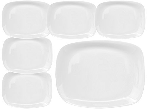 Set Da 6 Piatto Rettangolare Piano Linea Parma Grande 24 X 34 Cm