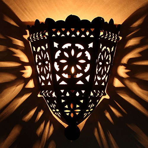 Casa Moro | Oriental Marroquí hecho a mano lámpara de pared de hierro con efectos de luz de 1001 noches EWL10 hecho a mano en Marruecos | L1640