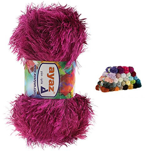 Fransen-Strickgarn Yumos 140m/100g Fancy Garn Strickwolle 40 Farben, Farbe:1165 magenta