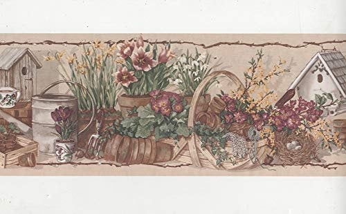 Bird Houses and Flowers - H3037B - Wallpaper Border
