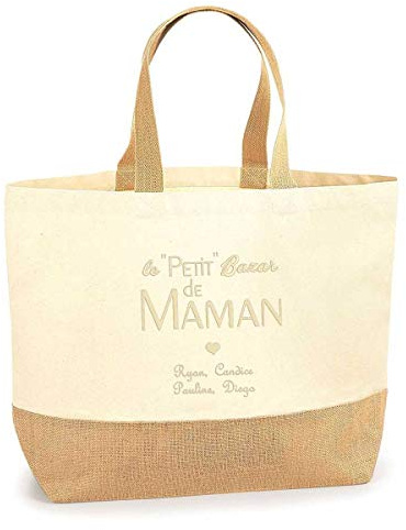Cadeau fête des mères - Grand sac personnalisé avec prénom - idée cadeau maman