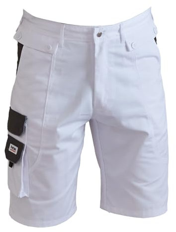 ProDec Advance Short de peintre pour hommes et femmes, short de travail utilitaire et de sécurité blanc résistant aux taches, short de décorateur pour hommes et femmes, pantalon de peintre