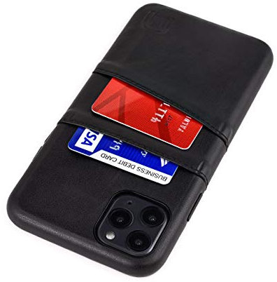 Dockem Wallet Case for iPhone 11 Pro Max: Built-in Metal Plate for Magnetic Mounting & 2 Credit Card Holder Slots (6.5 Exec M2, Synthetic Leather, Black)