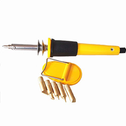 Kit Di Saldatura, Set Di Strumenti Pirotecnici in 7 Pezzi Su Tavola Di Legno Pennello Ardente Saldatore Per Incisione 40W Marchio Di Branding