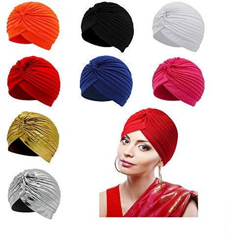 Plissee Kopfbedeckung Turban Kappe Indien Sonnenhut Arabisch Festival Vintage einfarbig Unisex One size