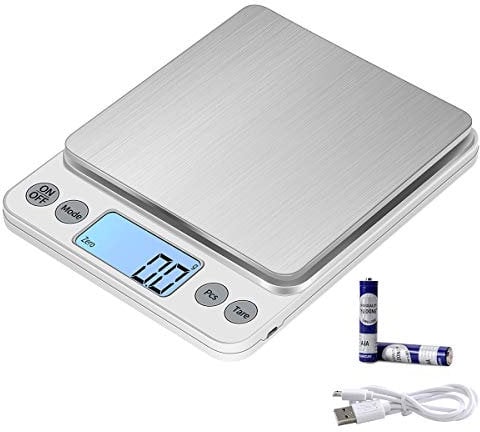KUBEI grande dimensione 5kg/0.1g Bilancia digitale da cucina, Bilance Alimenti in acciaio inossidabile Tavolo di pesatura, USB Ricaricabile pesa in grammi e once