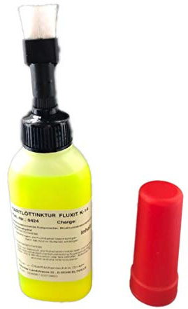 100 ml Hartlöttinktur Fluxit K-14 in Dosierflasche mit Pinsel, nachfüllbar, Flussmittel zum Hartlöten von Kupfer und Kupferlegierungen