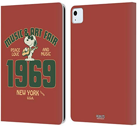 Head Case Designs Licenciado Oficialmente Peanuts Guitarra Snoopy 1969 Woodstock 50º Carcasa de Cuero Tipo Libro Compatible con Apple iPad Air 2020/2022