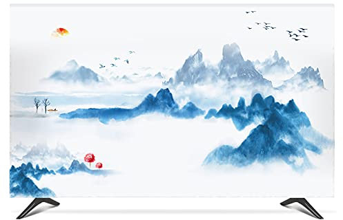 19 - 80 22 inch 75 inch Decorative Hood Cover for Screen TV PC Landscape Mountain Hills Waterproof Tv cover (Color : Like the picture, Specification : 75 inch)