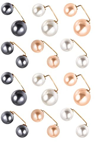 EXCEART Perle Brosche Pins Sicherheitsnadel Cardigan Clip12 Stücke Pullover Kette Blusen Strickjacke Clips Schal Jacken Kragen Clips für Frauen Kleidung Pullover T- Shirt Zubehör