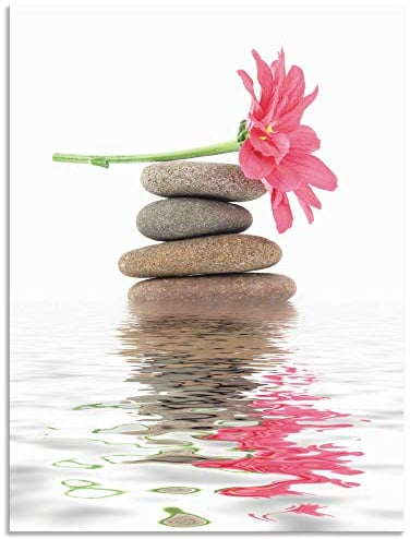 ARTland Wanddeko Wandbild Alu Verbundplatte für Innen & Outdoor Bild 60x80 cm Wellness Zen Stein T5QW