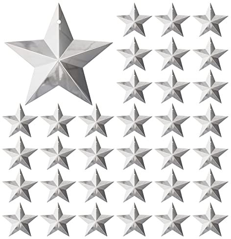 100 Stück Metall Stern Metall Dekohänger Sterne Großpackung unlackierte Metallsterne zum Basteln Mini Sliver Stern Für Home Decoration New Year Wand Decor Weihnachtsbaum Hängende Ornamente 4cm