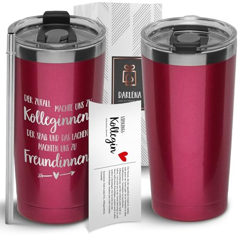 Darlena Thermobecher Kollegin | Geburtstagsgeschenk, Abschiedsgeschenk| Kaffeebecher to go mit Spruch | Geschenke für Kollegin & Freundin zum Geburtstag, Abschied oder Weihnachten | 500 ml