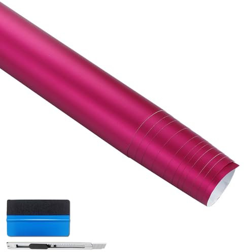 NewL Premium Satin Matt Chrom Ice Metallic Vinyl Folie Auto Folie Aufkleber Luftblasenfrei DIY Motorrad Handy Aufkleber Zubehör (Rose Red, 50 cm x 150 cm)