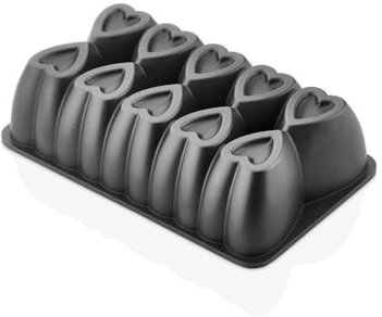 Generisch Kuchenform mit Antihaftbeschichtung, Herzform, 25,4 cm Backform, geriffeltes Aluminiumguss, leicht zu reinigen, strapazierfähig, Titanbeschichtung (Schwarz, Rechteckig)