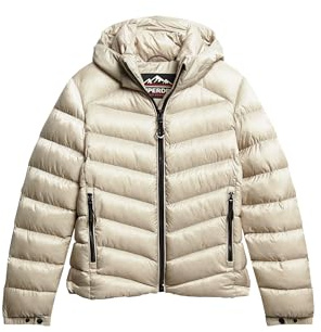Superdry Damen Fuji Steppjacke mit Kapuze Pelikan Beige 44