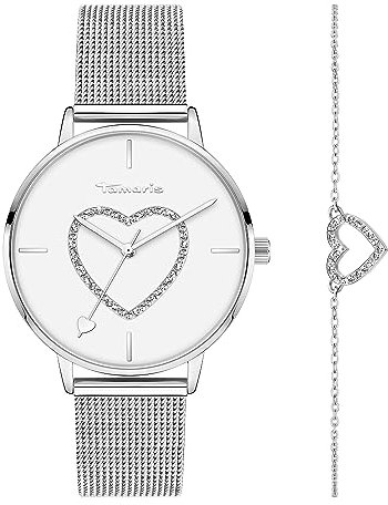 Tamaris Damen Analog Quarz Uhr mit Edelstahl Armband TS-0033-MQB
