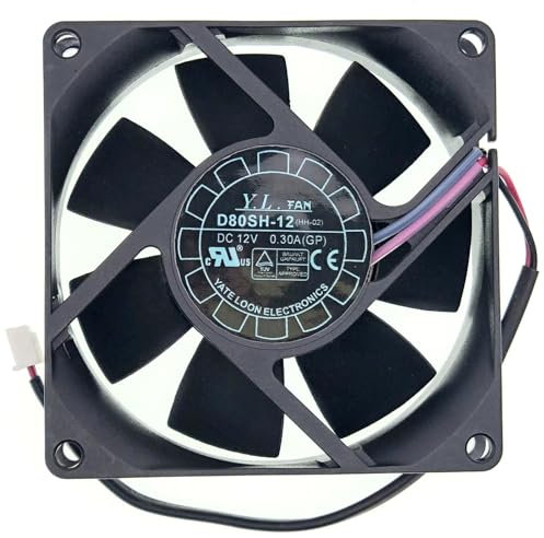 D80SH-12 Cooling Fan M-GP2 for YaLnFAN, DC12V 0.30A 2.16W 80X80X25mm 2-Wire 2-pin Power Supply Chassis Cooling Fan
