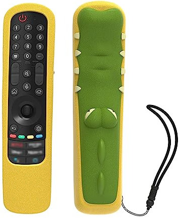 Silicone Remote Control Protective Case Compatible with LG AN-MR24GA/MR23GA/MR22GN/MR21GN, Magic Remote Cover for OLED QLED LG Smart TV 2022/2023/2024, Anti Scratch With Remote Loop(Crocodile-Green)