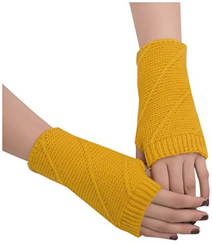 HANXIULIN Damen Winter Warmer Strick Fingerfrei Pulswärmer Damen Wolle Pulswärmer Armwärmer Stricken Armwärmer Winter Armwärmer