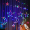 HIQE-FL Sterne Vorhang Lichter,3.5M LichtLichterkette Sternenvorhang,8 Modi Für Innen,LED Mond Sterne Weihnachten Lichterkette,LED Lichterketten Stern Mond,Weihnachten,Ramadan,Partydekoration (D)