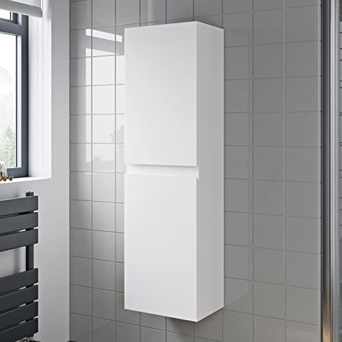 BAYSTONE 1200mm Tall Bathroom Wall Hung Storage Cabinet Cupboard Tallboy Furniture Unit Soft Close White Gloss